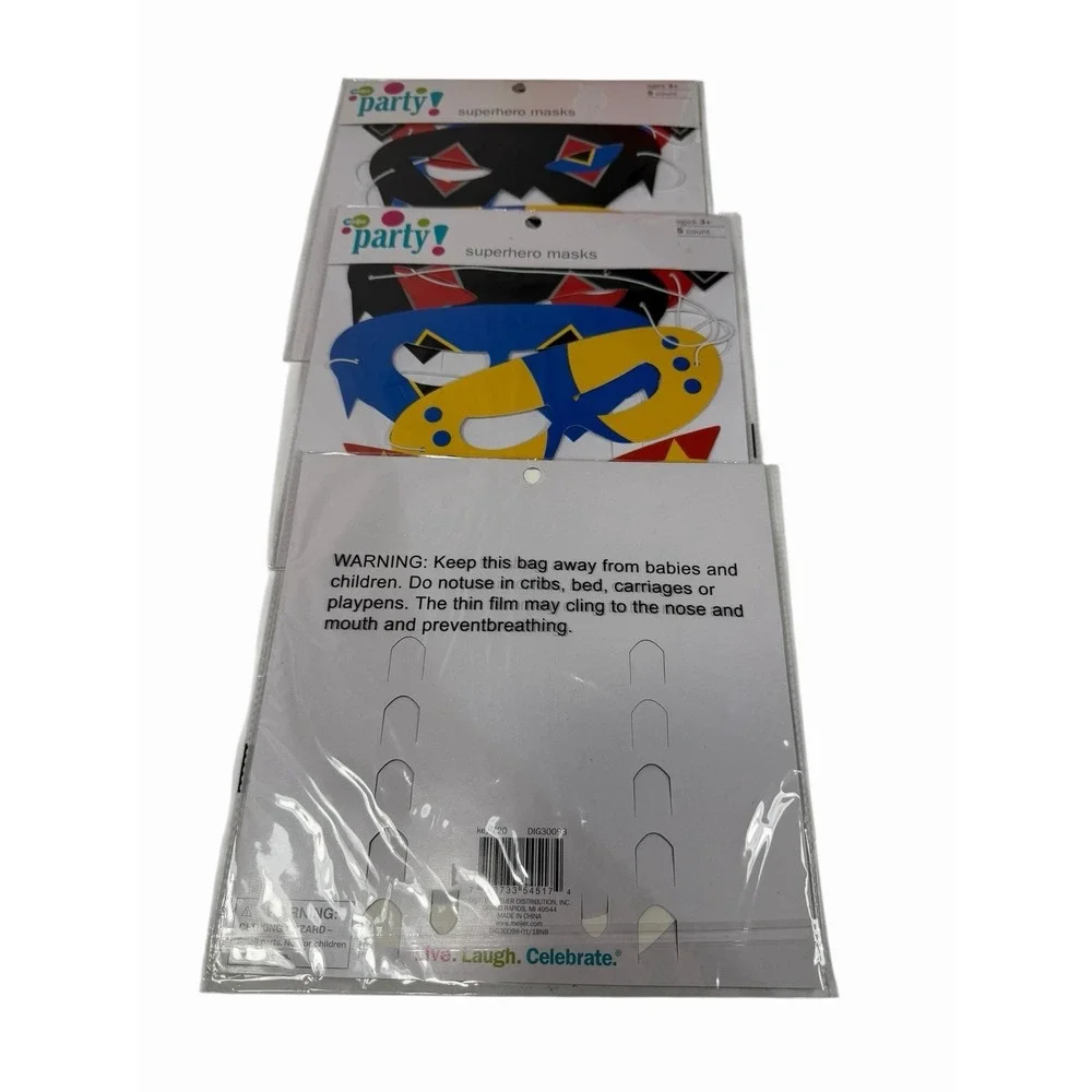 3 packs of 5 count superhero face masks kids party favors